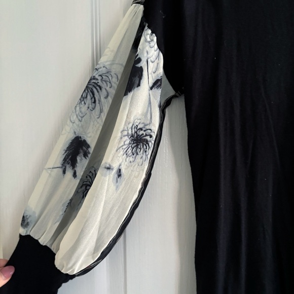 Tiny Raye Floral Stripe Jersey Top XS Black Anthropologie - Picture 3 of 9